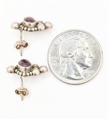 Almandine Garnet Silver-Stone Stud Earrings 925 3.4g